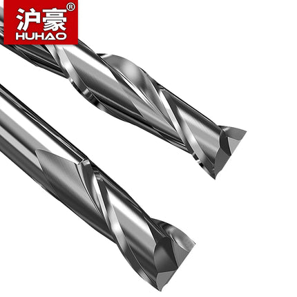 HUHAO 2PCS HRC65 Milling Cutter 2 Flute Straight Shank CNC Router Bit 4 6 8 20mm CNC Tools End Mill for Aluminum Stainless Metal
