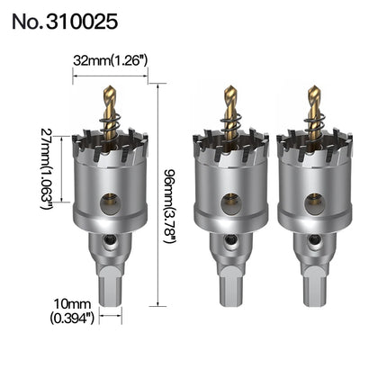 HUHAO 3PCS TCT Hole Saw Drill Bit Alloy Carbide Tipped Hole Cutter With Titanium-Plated Pilot Tools For Metal Stainless Steel