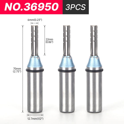 3pcs Chipbreaker Router Bit TCT Trimming Straight Milling Cutter Chip breaker Router Bit Wood Woodworking Slotting Cutter
