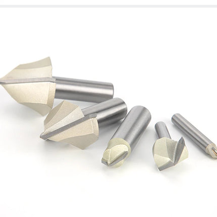 HUHAO 90 Degree V-type Woodworking Milling Cutter Carbide CNC Router Bit V Groove For Wood MDF Cutting Slotting Engraving Tools