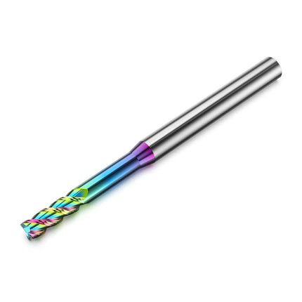 HUHAO 3 Flutes Colorful Deep Groove Milling Cutter 4mm Shank DLC Coating Router Bit Carbide CNC Endmill Tool for Aluminum Copper