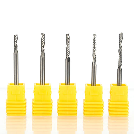 HUHAO 1PCS 3.175mm Shank Single Flute Spiral Milling Cutter Carbide End Mill CNC Router Bit Engraving Cut for Acrylic Wood MDF