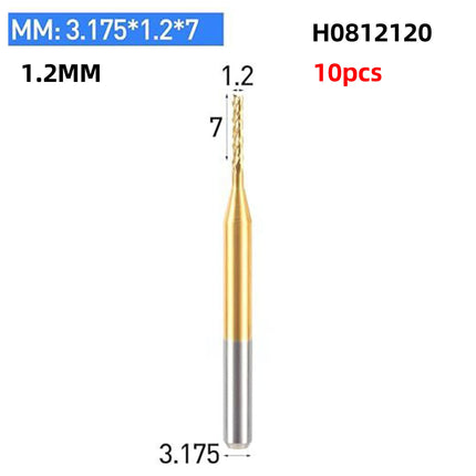 HUHAO 10PCS 1/8 Shank PCB Drill Bit Set 3.175mm PCB Carbide TiN Coated Tools