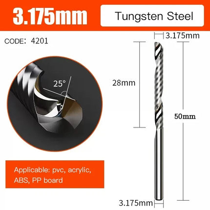 HUHAO Single Flute Spiral End Mill 3.175 /4/6 Shank Spiral Milling Cutte CNC 3D Engraving Carving Bit for Acrylic PVC Wood MDF