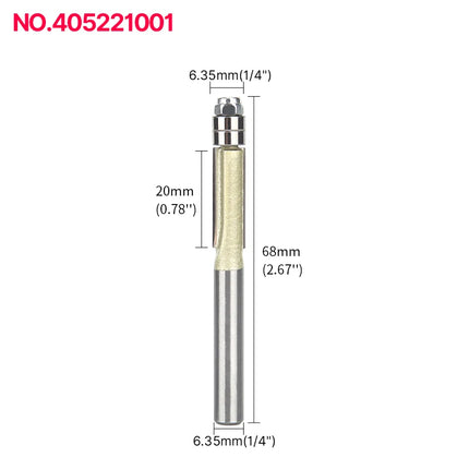 HUHAO 2 Flute Flush Trim Router Bit for Wood 1/4 Shank Woodworking Tools Trimming Cutter With Bearing CNC Endmill Milling Cutter