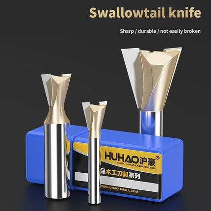 HUHAO 1/4inch 1/2inch Dovetail Joint Router Bit 12.7mm Shank Milling Cutter Carbide Steel Engraving Cutting CNC Tools For Wood