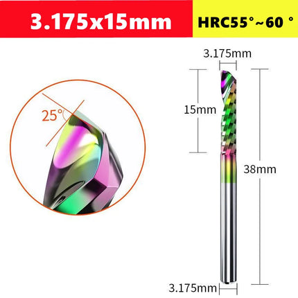 3.175/4/6mm  Shank Single blade spiral milling cutter,HRC60 Carbide  CNC Router Bit aluminium .Plastic. Acrylic trimming knife