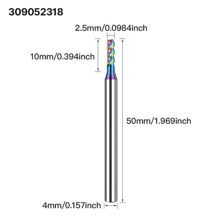 HUHAO 3 Flutes Colorful Deep Groove Milling Cutter 4mm Shank DLC Coating Router Bit Carbide CNC Endmill Tool for Aluminum Copper