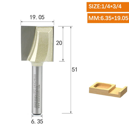 ARDEN Inch Woodworking Flat Bottom 2 Flutes Carbide Bottom Router Bit  Slotting Carving CNC Tool for Plywood MDF Solid wood