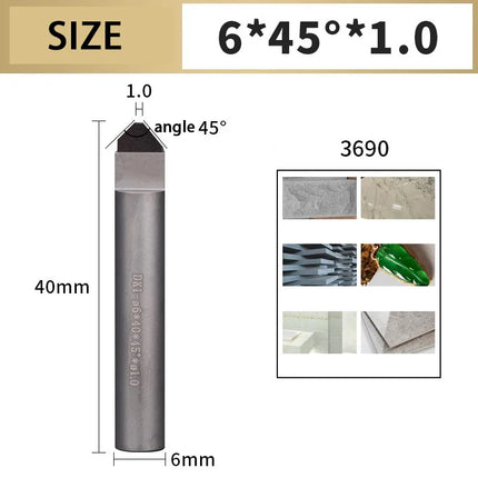 PCD Diamond Engraving Cutter V Shaped End Mill Milling Cutter for Stone Granite Marble Engraving CNC Carving Tool