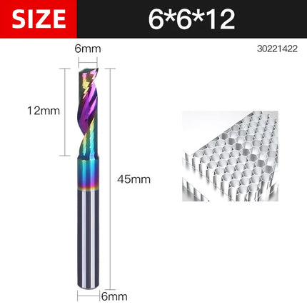 HUHAO 3.175 4 6 8mm Single Flute End Mill HRC70 Aluminum Spiral Router Bit DLC Coating Carbide Steel CNC Solid Milling Cutter