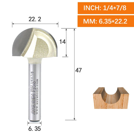 ARDEN Core Box Bit Carbide Round Bottom Groove Milling Cutter Radius Ball Nose Woodworking Router Bit Semi-circular CNC Bit