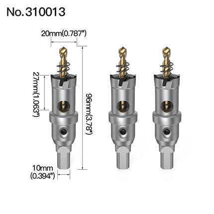 HUHAO 3PCS TCT Hole Saw Drill Bit Alloy Carbide Tipped Hole Cutter With Titanium-Plated Pilot Tools For Metal Stainless Steel