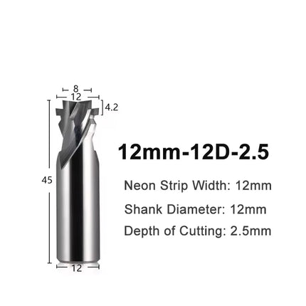 6mm 8mm 12mm Neon Light Stripe Milling Cutter CNC Router Bits LED Neon Bendable End Mill For Led Neon Signmaking