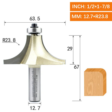ARDEN Round Corner Chamfering Milling Cutter Carbide Round Over Router Bit Radius Edge Woodworking Trimming CNC Tool Wood MDF
