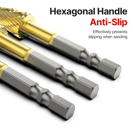 HUHAO Rotary Burrs Rotary File Drill Bit Hexagon Shank Titanium Coating Carbide Steel Electric Screw Alloy CNC Milling Cutter
