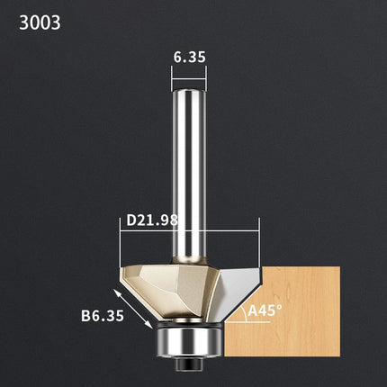 HUHAO Professional 45-Degree Chamfer Woodworking Milling Cutter Wood Edge Trimming Bevel Cutter Router Bit with Bearing Guide⭐⭐⭐⭐⭐