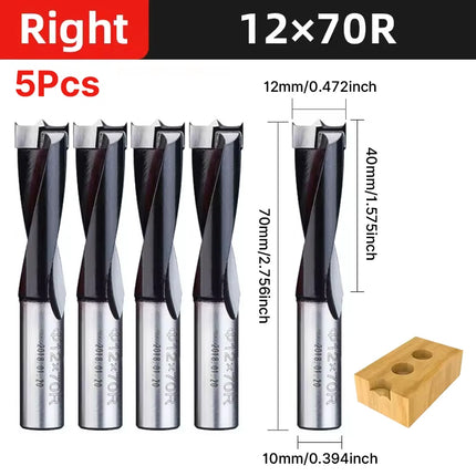 HUHAO 5PCS Wood Drill Bits Set 10mm Shank Forstner Drill 2Flute Row Drill 70mm Total Length Woodworking Drill Bits Router Bit