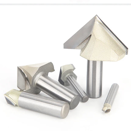 HUHAO 90 Degree V-type Woodworking Milling Cutter Carbide CNC Router Bit V Groove For Wood MDF Cutting Slotting Engraving Tools