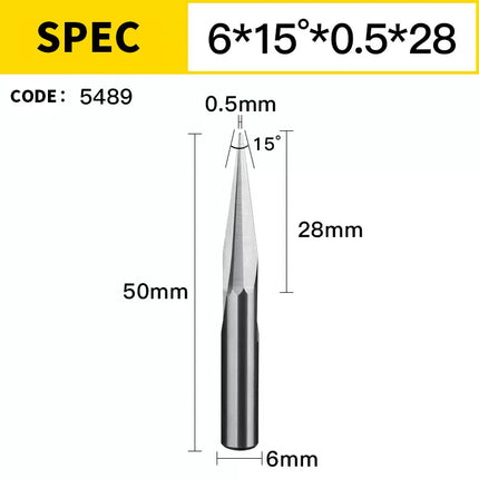 HUHAO 3D 6mm Shank Engraving Bit V Shape Milling Cutter 2 Flutes Carbide End Mill CNC Router Bit for Wood MDF Woodworking Tools