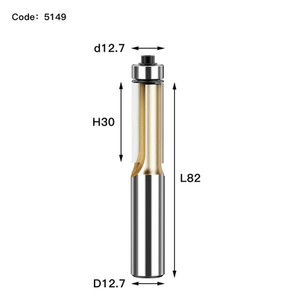 HUHAO 1/2 1/4 Shank Wood Flush Trim Router Bits With Bearing Woodworking Milling Cutter Carbide Endmill Straight Flush Tools DIY