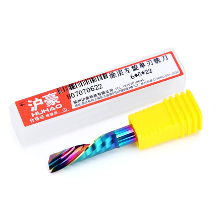 HUHAO 5PCS Single Flute Spiral Milling Cutter for Aluminum PVC MDF DLC Coated Colorful Composite Cutting Engraving Bits CNC Tool