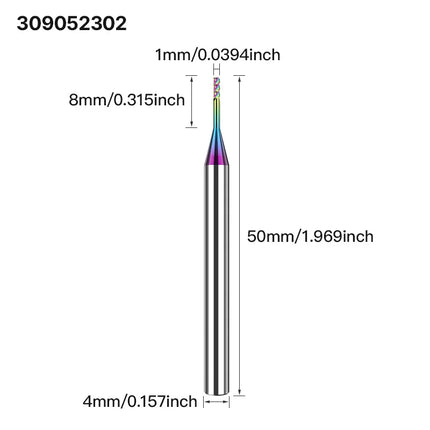 HUHAO 3 Flutes Colorful Deep Groove Milling Cutter 4mm Shank DLC Coating Router Bit Carbide CNC Endmill Tool for Aluminum Copper