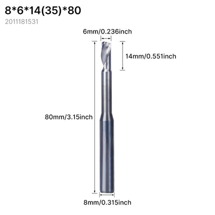 HUHAO 8mm 10mm Shank Milling Cutter Carbide End Mills for Aluminium Metal Single Flute DLC Coated Router Bits Cutting CNC Tools