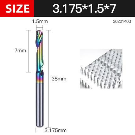 HUHAO 3.175 4 6 8mm Single Flute End Mill HRC70 Aluminum Spiral Router Bit DLC Coating Carbide Steel CNC Solid Milling Cutter