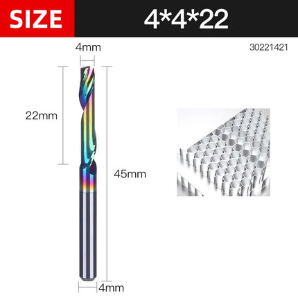 HUHAO 3.175 4 6 8mm Single Flute End Mill HRC70 Aluminum Spiral Router Bit DLC Coating Carbide Steel CNC Solid Milling Cutter