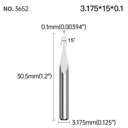 HUHAO 3 Edge Pyramid Engraving Bits 3.175mm Shank Carbide Milling Cutter 20-90D End Mill CNC Engraving Router Bit Wood CNC Tools
