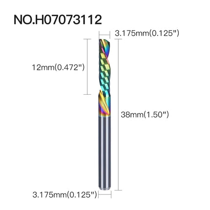 Single O Flute Carbide Spiral End Mill DLC Coating 3D CNC Engraving Milling Cutter for Wood Acrylic Tool