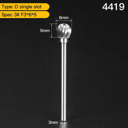 HUHAO 3mm Shank Rotary Burr Carbide Steel Drill Bits for Metal Woodworking Accessory Electric Rotary Router Bit Grinding Tools