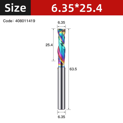 Up Down Cut Compression 2 Flutes Spiral Carbide Milling Cutter Router Bits CNC End Mill DLC Coating