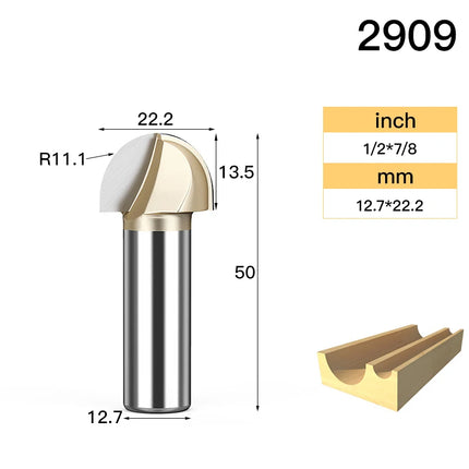 HUHAO Round Ball Nose Cove Router Bit CNC Milling Bit Radius Core Box Solid Milling Cutter for Wood