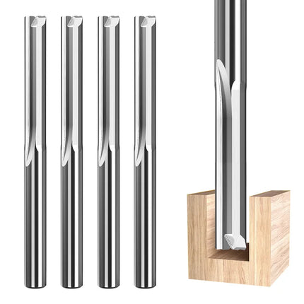 HUHAO 3.175mm Shank 2 Flutes Straight Slot Milling Cutter Carbide Steel End Mill Hard Wood MDF Engraving Router Bit CNC Tools