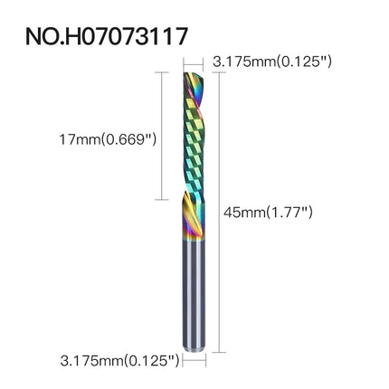 Single O Flute Carbide Spiral End Mill DLC Coating 3D CNC Engraving Milling Cutter for Wood Acrylic Tool