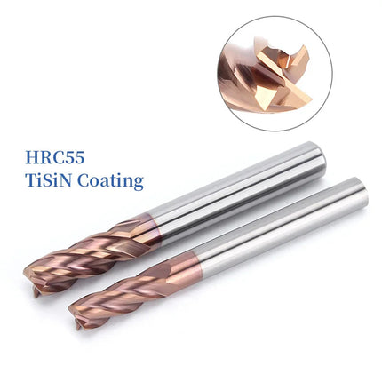 HUHAO 4mm 5mm 6mm 8mm HRC55 Milling Cutter 4 Flutes Flat End Mill CNC Maching Endmills Alloy Coating Carbide Steel CNC Tools