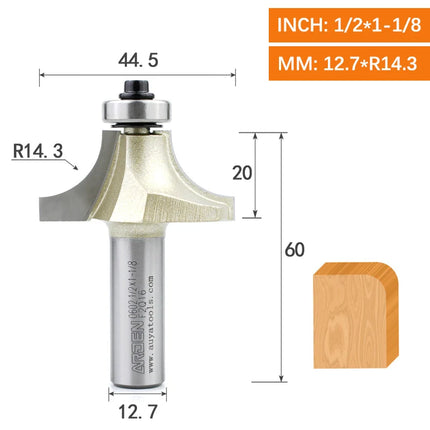 ARDEN Round Corner Chamfering Milling Cutter Carbide Round Over Router Bit Radius Edge Woodworking Trimming CNC Tool Wood MDF