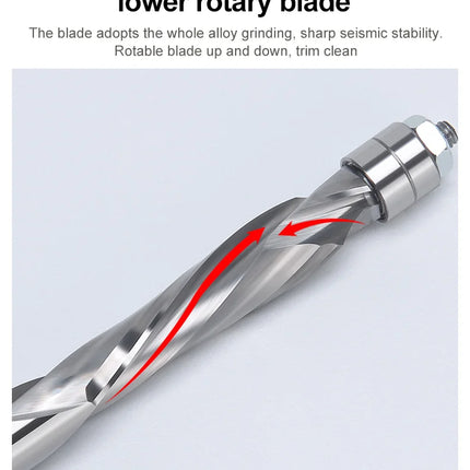 HUHAO 1/4 Inch Shank Flush Trim Spiral Router Bit Two Flutes Carbide End Mill CNC Bearing Guided Trim Milling Cutter for Wood
