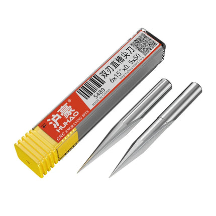 HUHAO 3D 6mm Shank Engraving Bit V Shape Milling Cutter 2 Flutes Carbide End Mill CNC Router Bit for Wood MDF Woodworking Tools