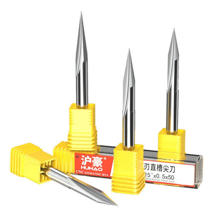 HUHAO 3D 6mm Shank Engraving Bit V Shape Milling Cutter 2 Flutes Carbide End Mill CNC Router Bit for Wood MDF Woodworking Tools